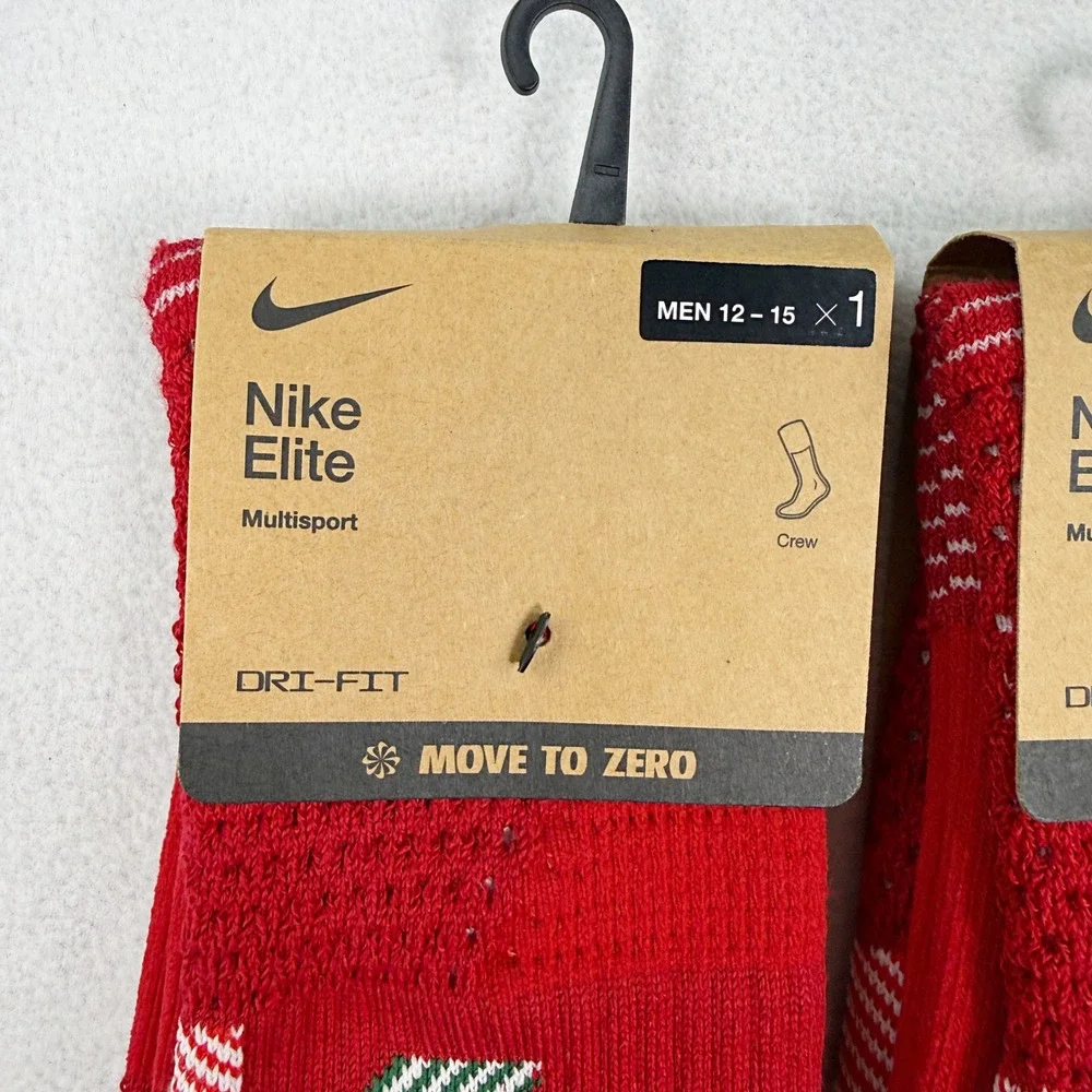 Nike Elite Socks Crew Height Size XL 12 - 15 Mens (Lot of 2) Red HV6888-687